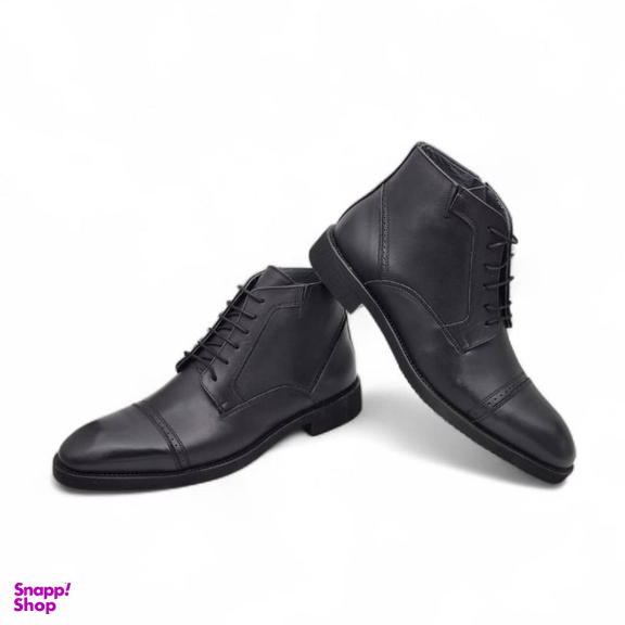 نیم بوت طبی مردانه چرم ریباری مدل Z28 رنگ مشکی