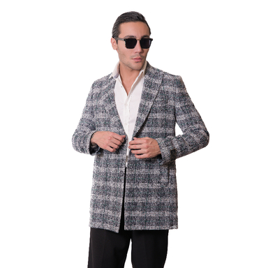 پالتو مردانه مدل چهارخانه کشمیر رنگ سبز