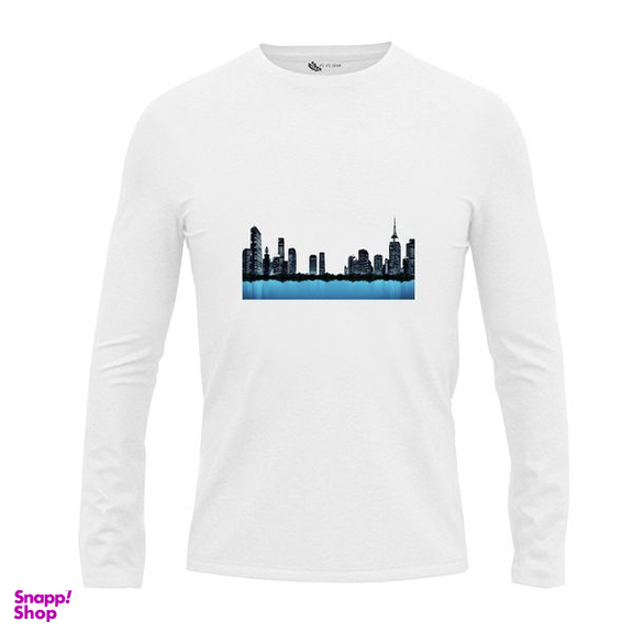 تیشرت آستین بلند مردانه مدل شهر 1 رنگ سفید