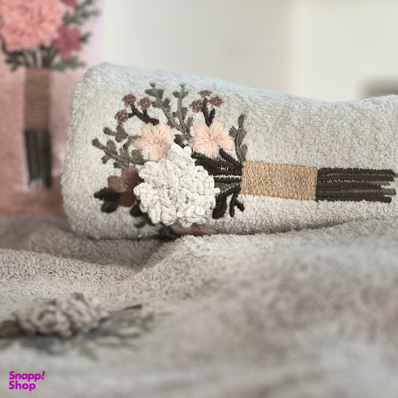 حوله دستی گل برجسته رویال هوم طرح فولیا سایز 50×90 سانتی متر