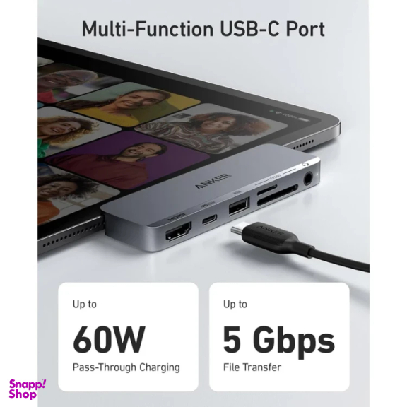 USB هاب 6 پورت Type-C انکر مدل 541 USB-C Hub 6in1