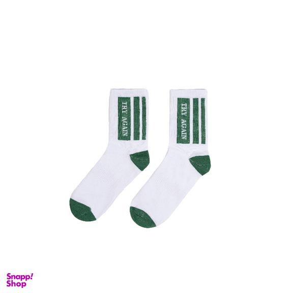 جوراب مردانه مدل Try Again رنگ سفید سبز