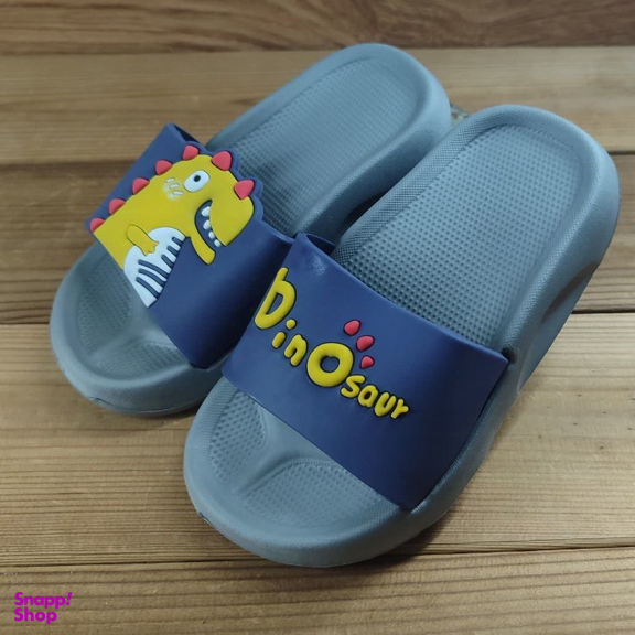 دمپایی بچگانه زیتون مدل داینو تا به تا کد 131414 رنگ طوسی