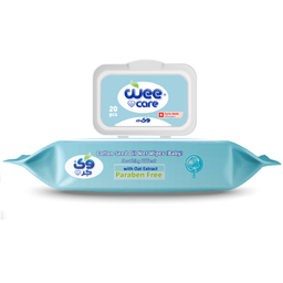 دستمال مرطوب کودک وی کر مدل عصاره جو و روغن پنبه دانه بسته 20 عددی