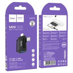 مبدل OTG لایتینک و تایپ سی به usb هوکو UA31ّF