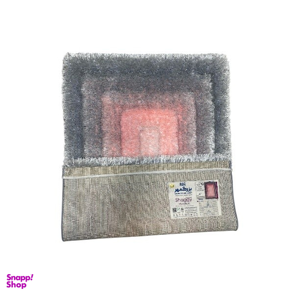 فرش ماشینی بزرگمهر مدل شگی 3D کد 55015 رنگ طوسی نقره ای