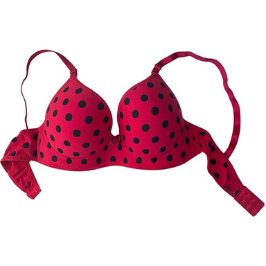 سوتین زنانه پوش آپ مدل خال خالی رنگ قرمز