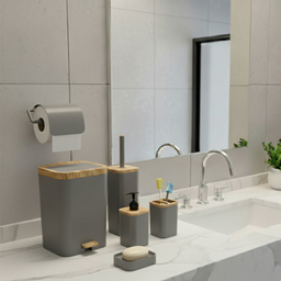 ست سرویس بهداشتی برتر مدل لیدوما طرح چوب مجموعه ۶ عددی