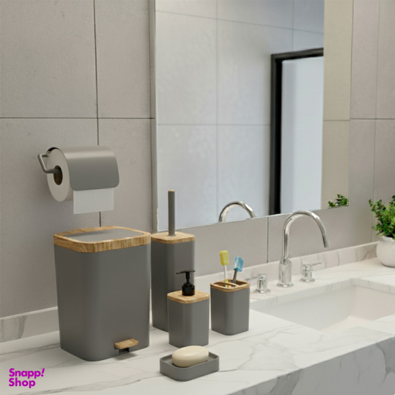 ست سرویس بهداشتی برتر مدل لیدوما طرح چوب مجموعه ۶ عددی