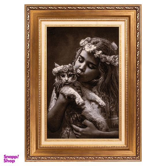 تابلو فرش دستباف سی پرشیا مدل دختر و گربه کد 903393