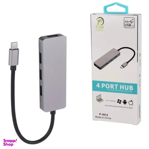 USB هاب 4 پورت تایپ سی پی‌ نت مدل P-3612