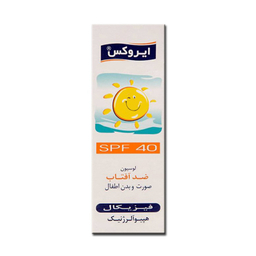 کرم ضد آفتاب فیزیکال کودکان ایروکس مدل هیپو آلرژنیک SPF 40 حجم 60 میلی لیتر