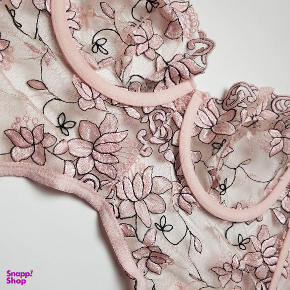 لباس خواب زنانه برتا مدل توری فنردار کد 2600EMP رنگ صورتی چرک