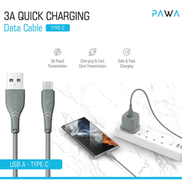 کابل شارژ Type-C پاوا مدل PW-12PVCATOC 3A طول ۱ متر