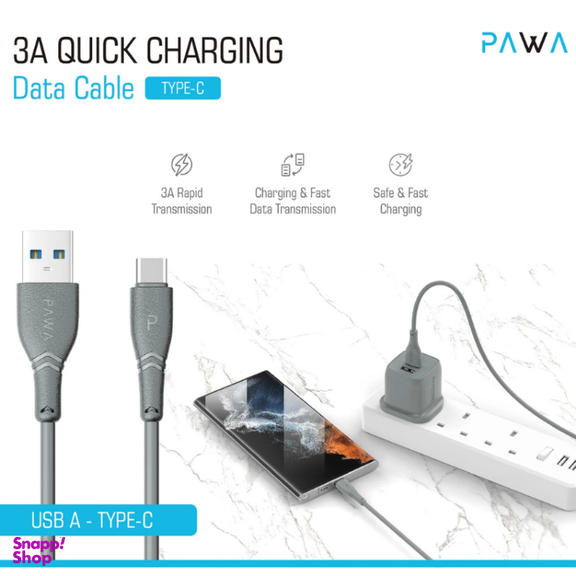 کابل شارژ Type-C پاوا مدل PW-12PVCATOC 3A طول ۱ متر