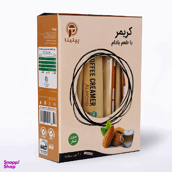 کریمر با شیرین کننده بدون شکر با طعم بادام پپتینا وزن 80 گرم بسته 10 عددی