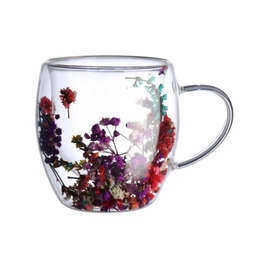 لیوان مدل دو جداره طرح گل خشک