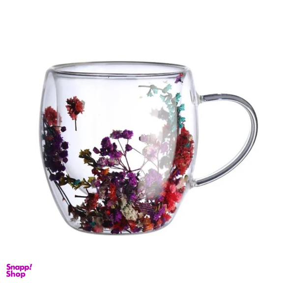 لیوان مدل دو جداره طرح گل خشک