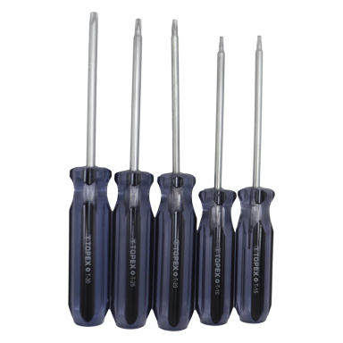 پیچ گوشتی ستاره ای تاپکس مدل YP-39D566-T10-T30 مجموعه 5 عددی