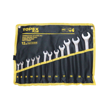 آچار یکسر تخت و یکسر رینگی تاپکس مدل YP-6-24MM مجموعه 12 عددی