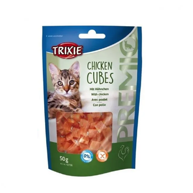 تشویقی گربه تریکسی مدل Chicken Cubes وزن 50 گرم