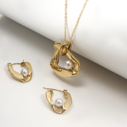 نیم ست زیور زنانه ژوپینگ کد 1171942754 رنگ طلایی