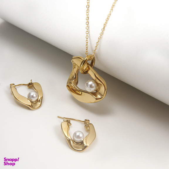 نیم ست زیور زنانه ژوپینگ کد 1171942754 رنگ طلایی