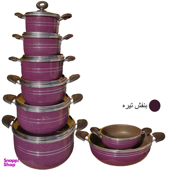 سرویس پخت و پز 14 پارچه هلنا طرح چدن مدل 55410