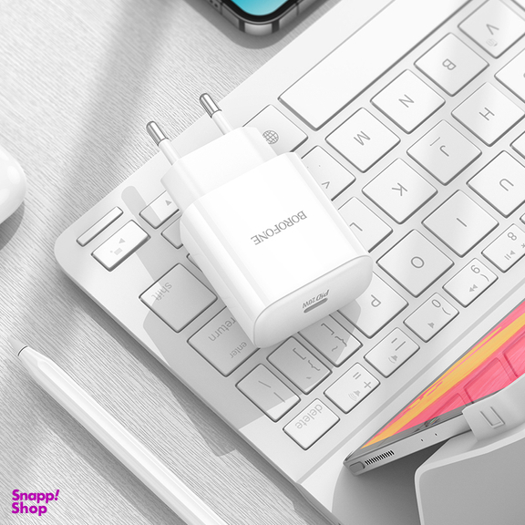 شارژر دیواری 20 وات بروفون مدل BA81A (EU) به همراه کابل Type-C به Lightning