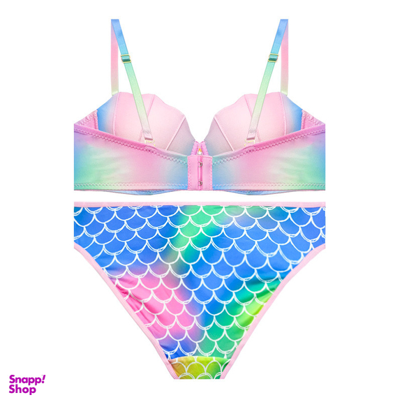 ست شورت و سوتین زنانه مدل اسفنجی دکلته صدفی طرح پری دریایی کد 10111