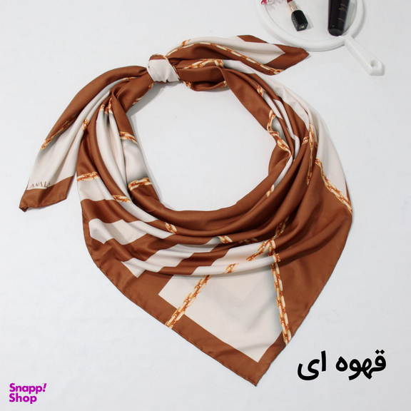 روسری زنانه آنالیا مدل ابریشم دست دوز طرح زنجیری کلاسیک کد ana-2821