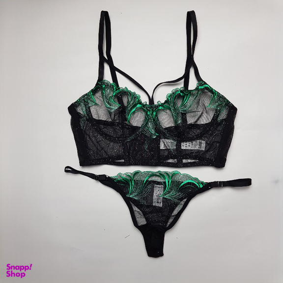 ست شورت و سوتین زنانه برتا مدل توری کد 1031ZG رنگ مشکی