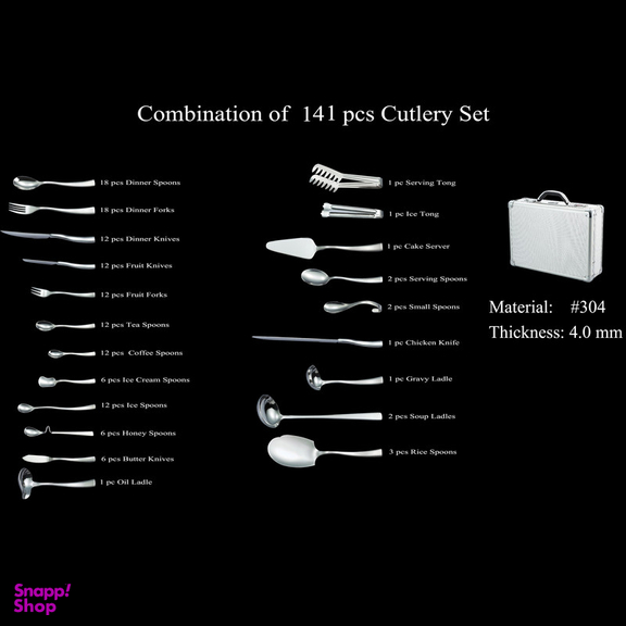 سرویس قاشق و چنگال 142 پارچه جی فی نی مدل 605-LUXURY
