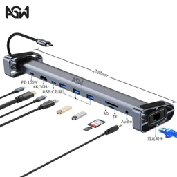 USB هاب 10 پورت Type-C ای جی دبلیو مدل BYL-2212