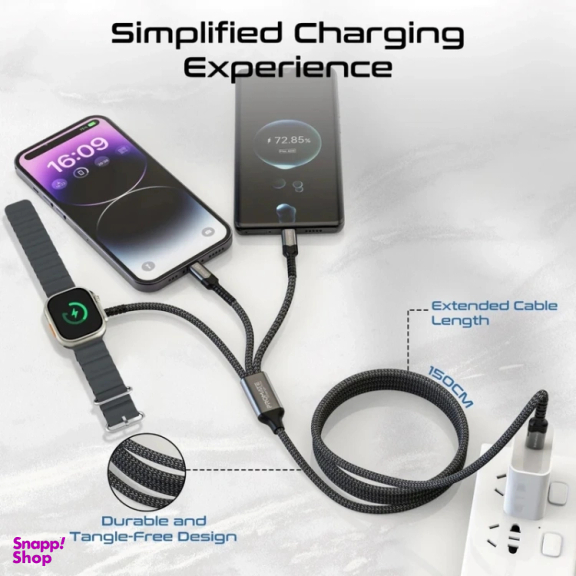 کابل شارژر و دیتا چند منظوره پرومیت مدل ICHARGE-TRIO طول 1 متر