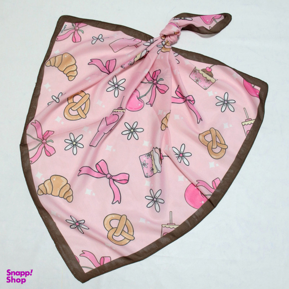 روسری دخترانه آنالیا مدل نخی طرح کروسان کد 10185