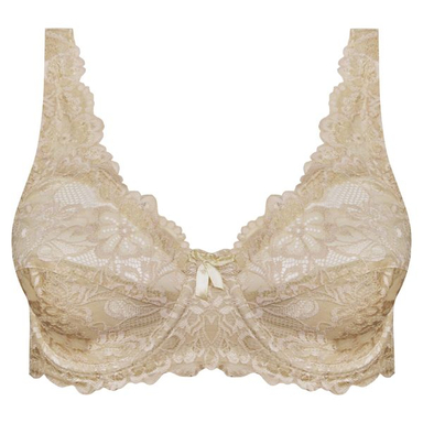 ست شورت و سوتین زنانه پانیذ مدل فنردار گیپور گلدار کد 9015 رنگ کرم