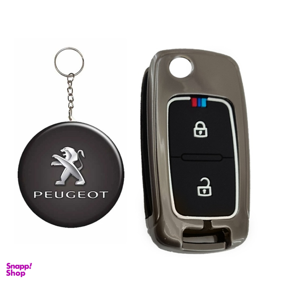 کاور سوئیچ خودرو کالانیکس مدل COV-PARS-10398 طرح فلزی به همراه جاسوئیچی مناسب پژو پارس