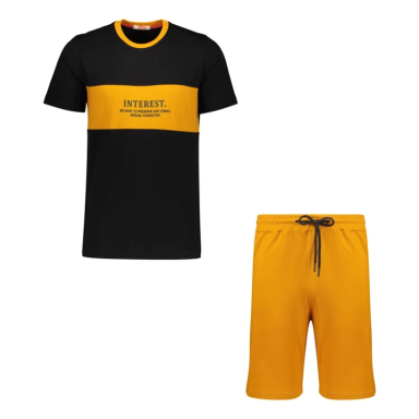 ست تیشرت و شلوارک مردانه مادر مدل هری کد AM-MA-Harry-P رنگ خردلی