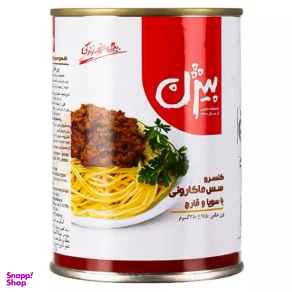 کنسرو مایه ماکارونی سویا و قارچ بیژن وزن 380 گرم