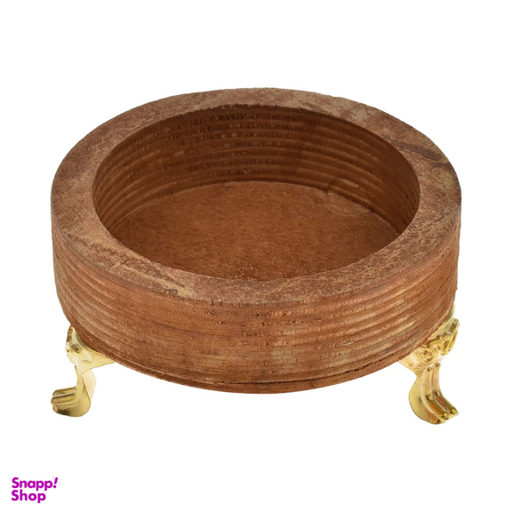 سینی چوبی مدل پایه دار طرح گرد مجموعه 5 عددی