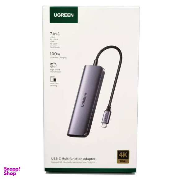 هاب 2 پورت Type C به USB 3.0 با یک پورت HDMI و درگاه کارت حافظه یوگرین (Ugreen) مدل CM195