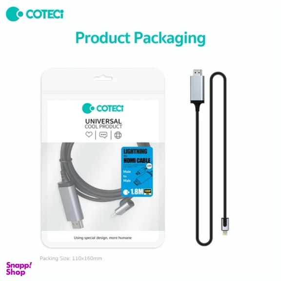 کابل تبدیل Lightning به HDMI کوتسی مدل 33024 طول 1.8 متر