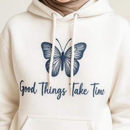 هودی زنانه طرح پروانه کد 9900 رنگ سفید