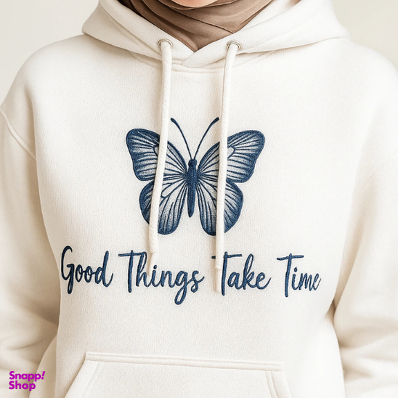 هودی زنانه طرح پروانه کد 9900 رنگ سفید