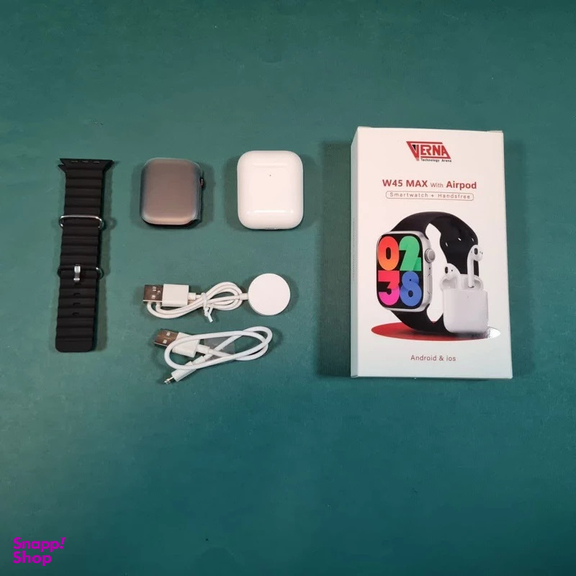 ساعت هوشمند ورنا مدل W45 Max به همراه هندزفری بی سیم ورنا مدل Airpod