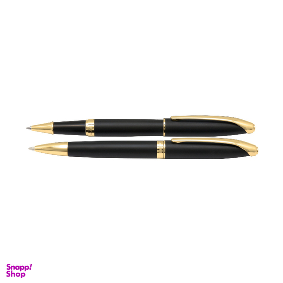 ست خودکار و روان نویس یوروپن مدل Ring بدنه مشکی و گیره طلایی