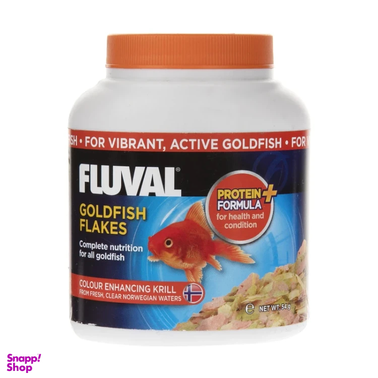 غذای ماهی گلد فیش پولکی فلوال مدل goldfish flakes وزن 54 گرم