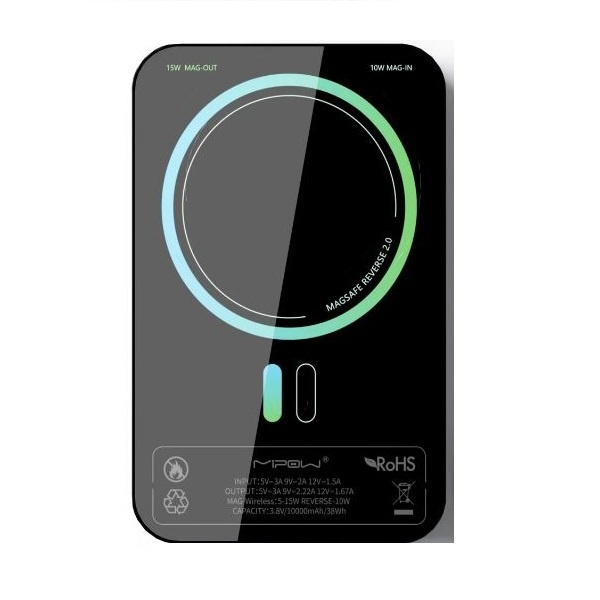 پاوربانک 20 وات مغناطیسی مایپو مدل MIPOW POWER CUBE MAGLINK SPQ08S ظرفیت 10000 میلی آمپر ساعت