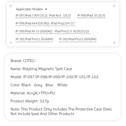 کیف کلاسوری تبلت کوتسی مدل IP-100 مناسب اپل 13 اینچ iPad Air 13 2024 و iPad Pro 12.9
